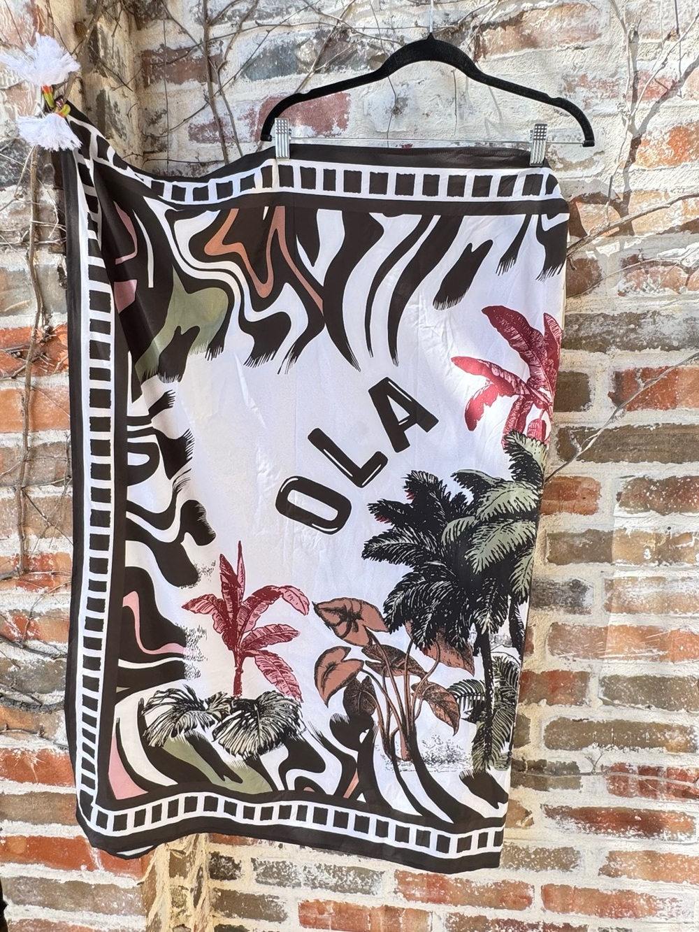 NWT Ola Azul Julia Bali Pareo One Size Multicolor Tropical Palm Sarong